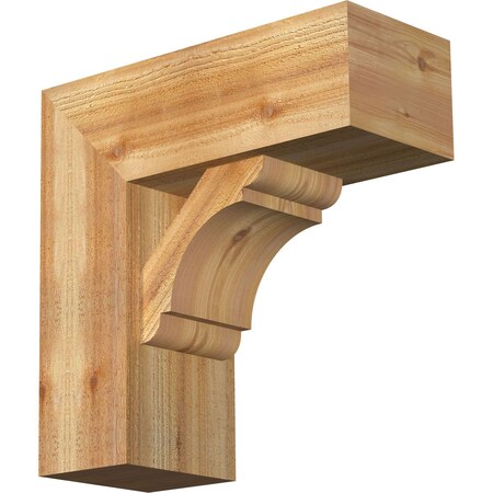 Olympic Block Rough Sawn Bracket W/ Offset Brace, Western Red Cedar, 8W X 20D X 20H